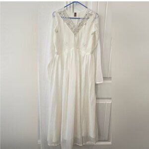 Elegant White Embellished Women's Dress